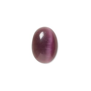 Cabochon, cat's eye glass (fiber optic glass), purple, 18x13mm calibrated oval, quality grade. Sold per pkg of 6.