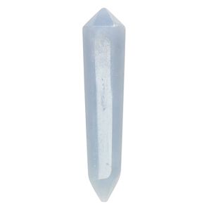 Angelite 1pkg1, hand-cut undrilled double faceted point focal 40x9mm