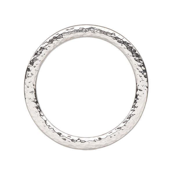 Component, TierraCast®, "Hammertone" collection, white bronze-plated pewter (tin-based alloy), 31.5mm hammered open round. Sold individually. image number 0