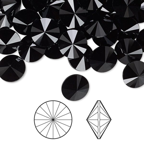 Chaton 144pk jet, Swarovski® 8.16-8.41mm rivoli SS39 1122 image number 0