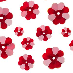 Margarita assortment 20pk red, Celestial Crystal® 6-14mm flower bead