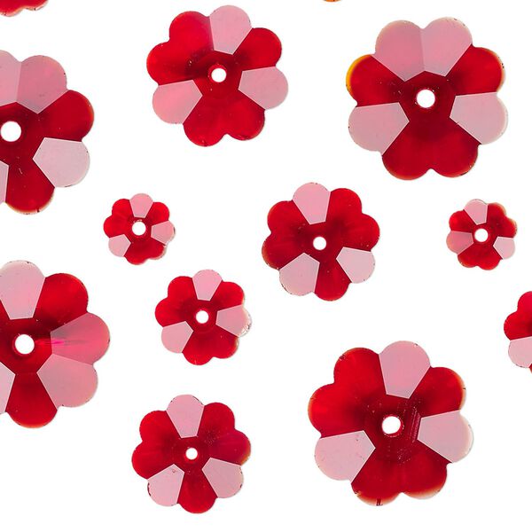 Margarita assortment 20pk red, Celestial Crystal® 6-14mm flower bead image number 0