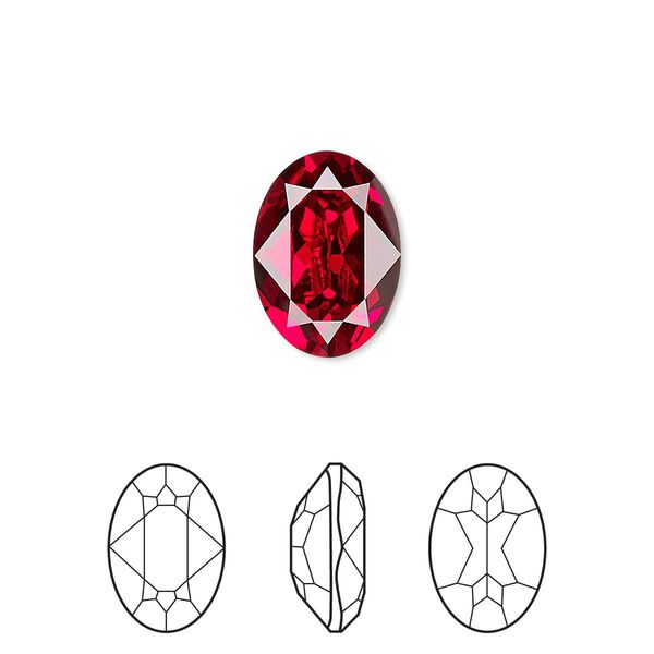 Fancy stone 12pk Siam foil back, Crystal Passions® 14x10mm oval 4120 image number 0