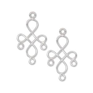 Drop, sterling silver, 18x14mm wire cross with 3 loops. Sold per pkg of 2.