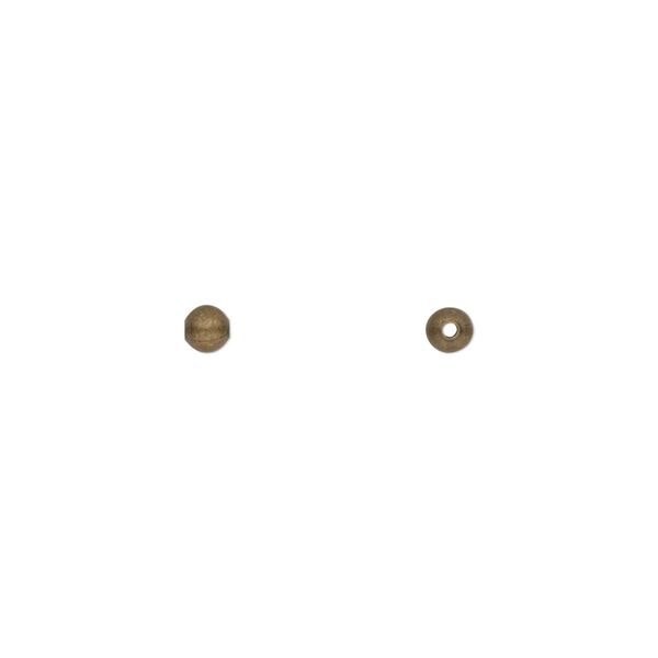 Bead, antique gold-plated brass, 3mm round. Sold per pkg of 100. image number 0