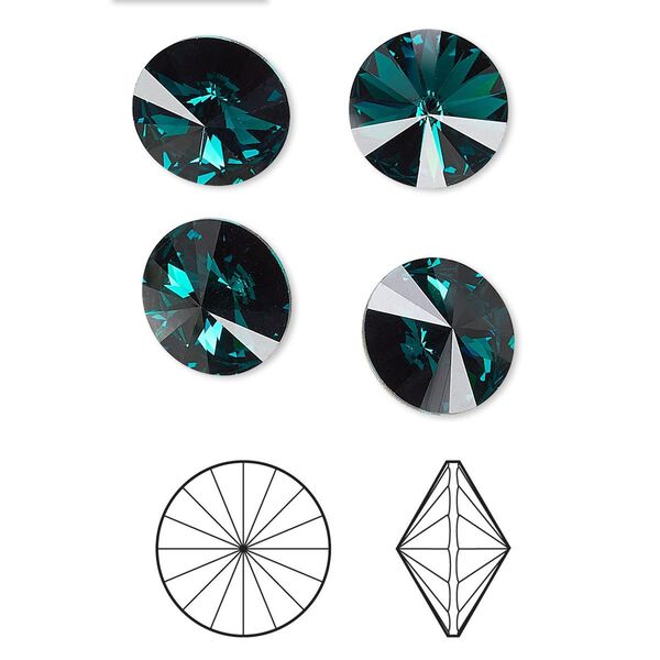 Chaton 4pk emerald foil back, Crystal Passions® 10.54-10.91mm rivoli SS47 1122 image number 0