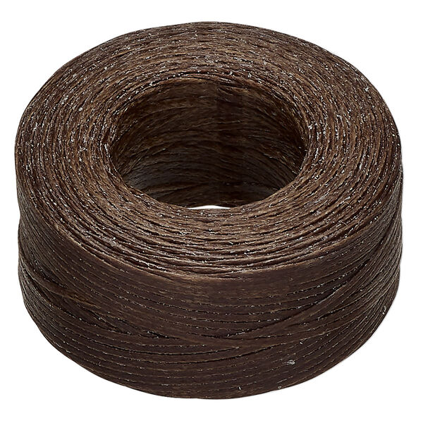 Thread, Hemptique®, polyester, pkg/50 yards, sage brown, 0.8mm braided flat. image number 0
