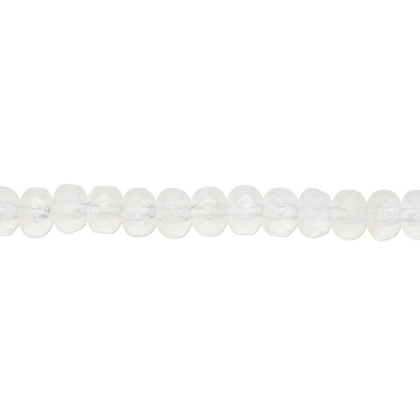 Bead, Czech fire-polished glass, matte opal AB, 5x4mm faceted rondelle. Sold per 15-1/2" to 16" strand. image number 0
