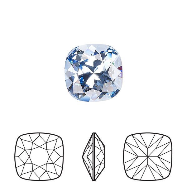 Fancy stone 72pk light sapphire foil back, Swarovski® 12mm cushion 4470 image number 0