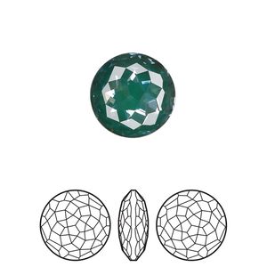 Round stone 1pk crystal pine green ignite LacquerPRO, Crystal Passions® 14mm fancy round 1383