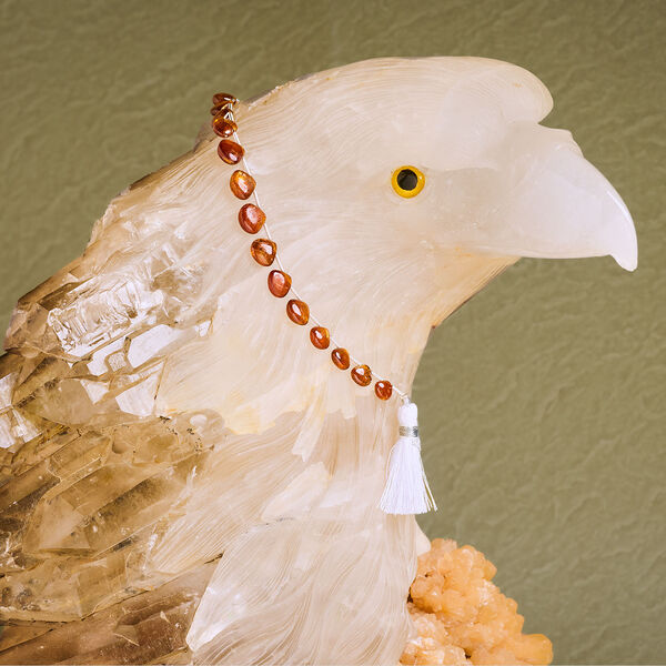 Orange kyanite (natural) 1pkg21, hand-cut top-drilled puffed teardrop bead, graduated 6-9mm image number 0