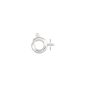 Springring 1pkg10 silver-plated, 7mm, brass clasp 1-strand