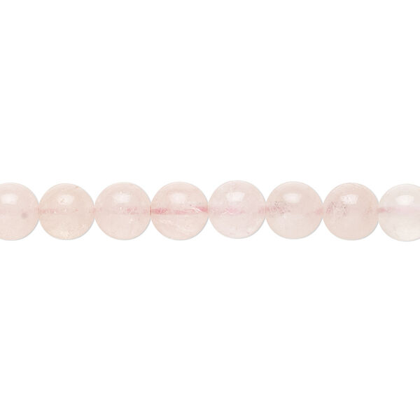 Bead, morganite (natural), 6mm round, C+ grade, Mohs hardness 7-1/2 to 8. Sold per 8-inch strand, approximately 30-35 beads. image number 0