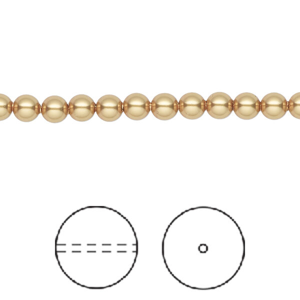 Pearl 1pkg100 royal gold, Crystal Passions® 4mm round 5810 image number 0