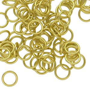 Jump ring, brass, 8mm round, 6.2mm inside diameter, 18 gauge. Sold per pkg of 100.