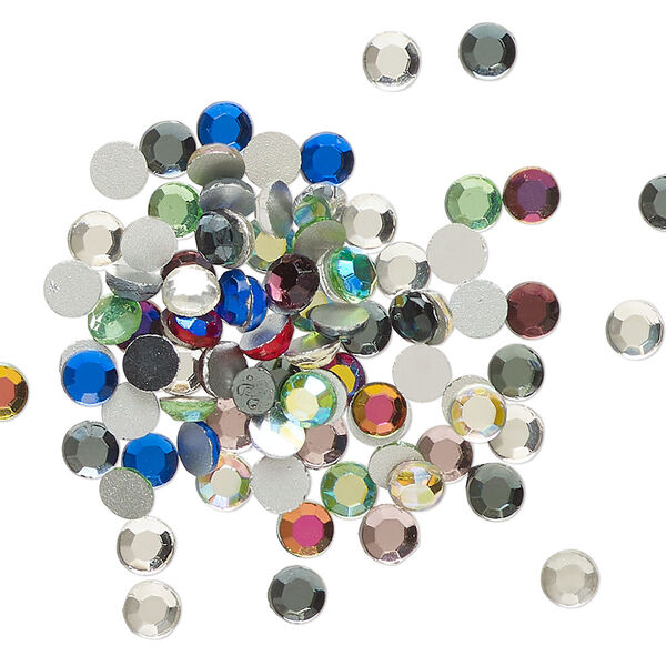Flat back mix 144pk mixed colors AB foil back, vintage Preciosa Czech crystal hotfix rhinestone 3.8-4mm round SS16 image number 0