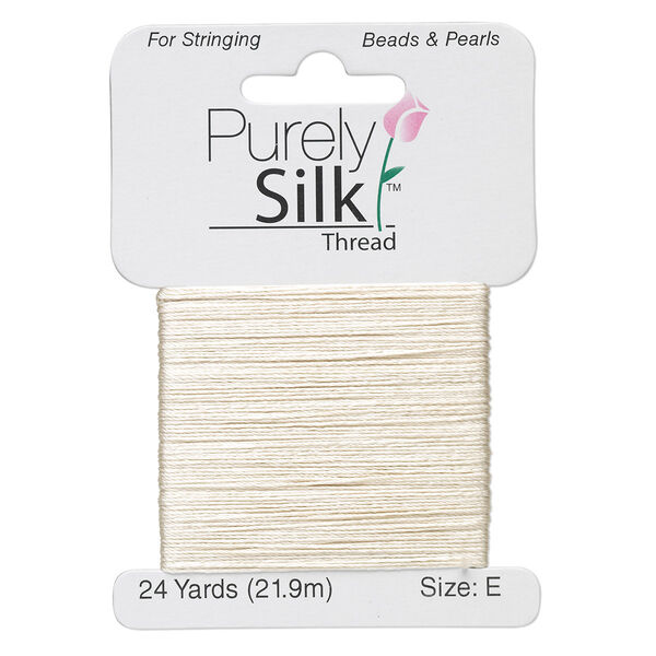 Thread, Purely Silk™, ecru, size E. Sold per 24-yard card. image number 0