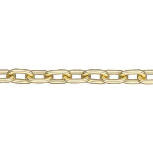 Chain 1pkg1 cable, 5mm oval, aluminum / anodized gold 25 foot unfinished