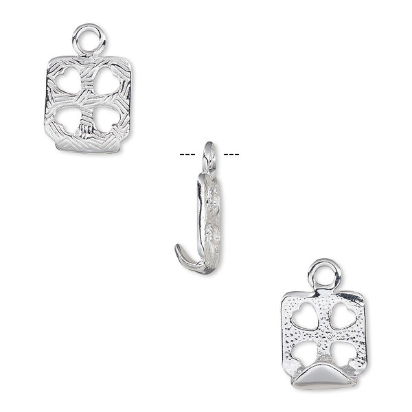 Drop, Almost Instant Jewelry®, silver-plated "pewter" (zinc-based alloy), 15x13mm square with cutout hearts and 12x12mm chessboard setting. Sold per pkg of 2. image number 0
