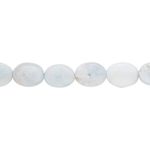 Aquamarine 1pkg1, flat oval bead 15 inch 9x7mm-10x8mm