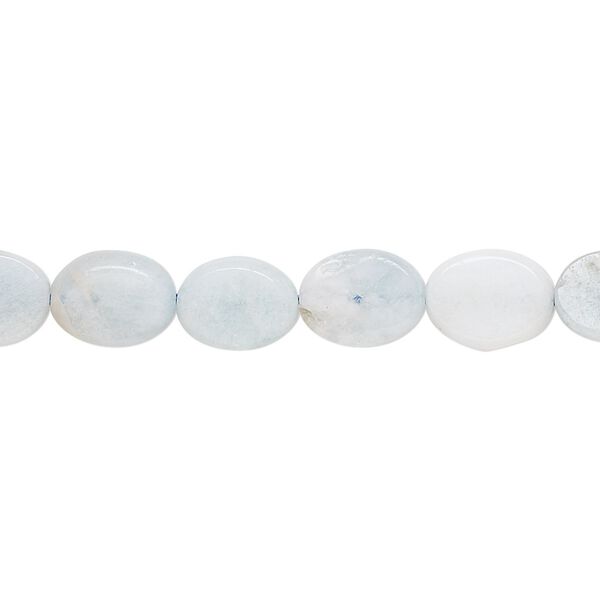 Aquamarine 1pkg1, flat oval bead 15 inch 9x7mm-10x8mm image number 0