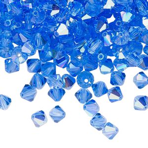 Bead 24pk sapphire glitter, Preciosa Czech crystal 5mm bicone
