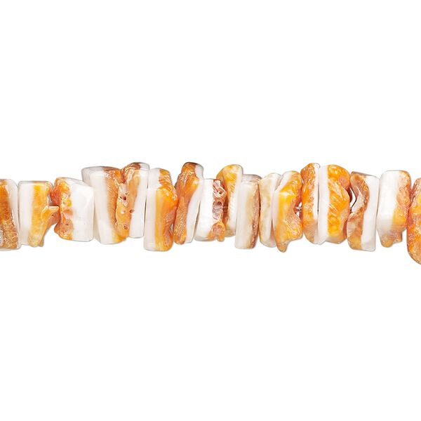 Bead, spiny oyster shell (natural), 7x2mm-8x5mm square hand-cut squaredelle, Mohs hardness 3-1/2. Sold per 15-1/2" to 16" strand. image number 0