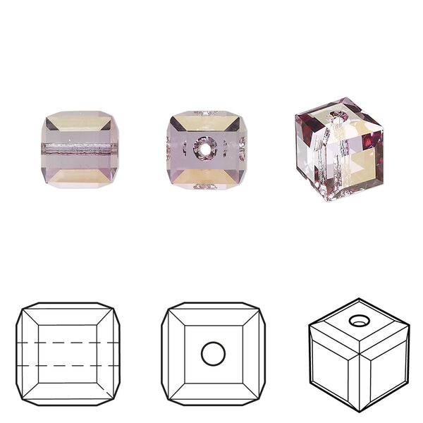 Bead 48pk dark rose, Crystal Passions® 8mm cube 5601 image number 0