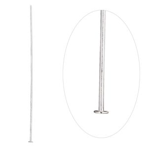 Head pin, sterling silver, 3 inches, 20 gauge. Sold per pkg of 10.