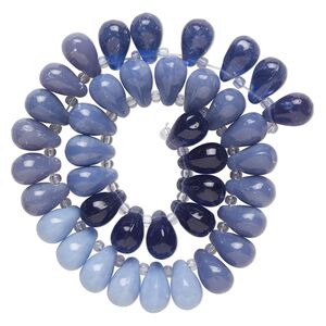 Bead, glass, mixed pale purple opal / light purple opal / purple, 16x10mm top-drilled teardrop with irregular rondelles. Sold per 14-inch strand, approximately 35 beads.