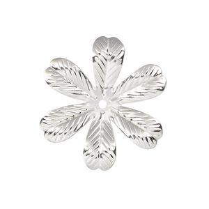 Component, silver-finished steel, 28x26mm single-sided leaves. Sold per pkg of 10.
