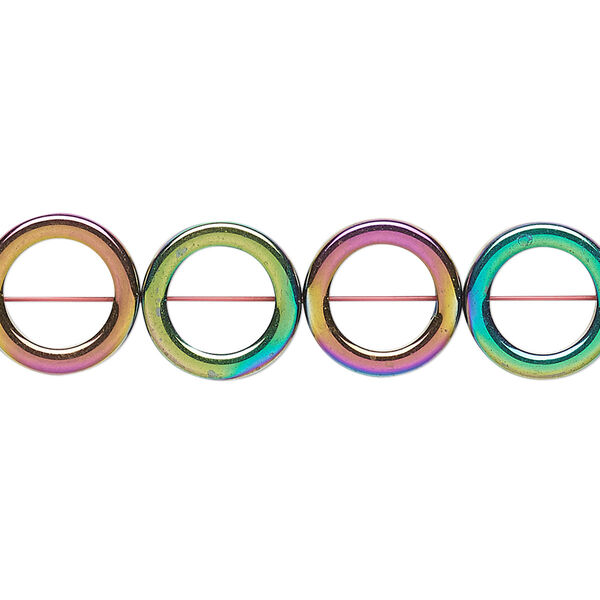 Bead, Hemalyke™ (man-made), rainbow, 12mm round donut. Sold per 15-1/2" to 16" strand. image number 0