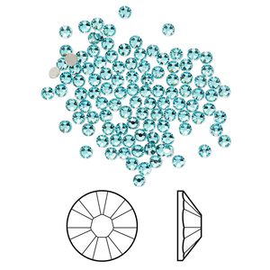 Flat back 144pk light turquoise foil back, Crystal Passions® 2.1-2.3mm rose round SS7 2058