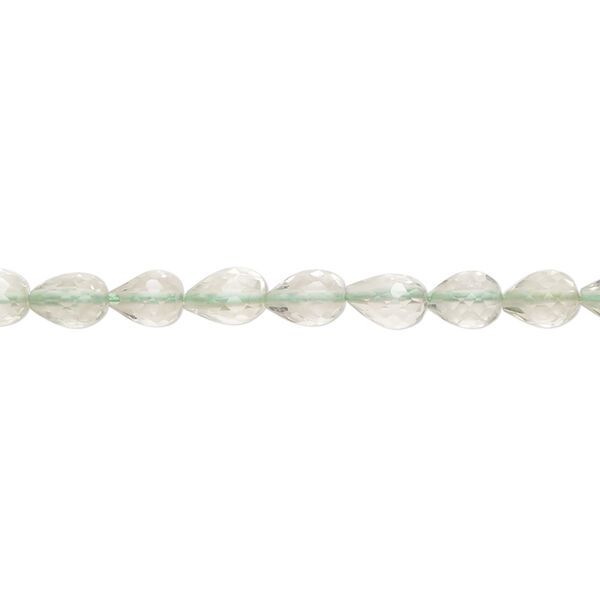 Green quartz 1pkg1, hand-cut micro-faceted teardrop bead 8 inch 6x4mm-7x5mm image number 0