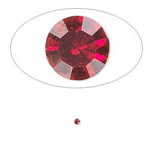 Chaton, glass rhinestone, Siam, foil back, 1.6-1.7mm faceted round, PP10. Sold per pkg of 72.