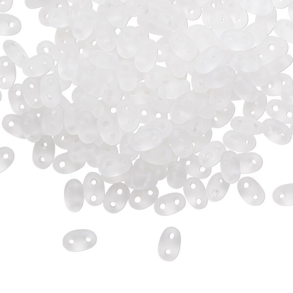 Seed bead, Preciosa Twin™ Czech glass, pkg/50g, 5x2.5mm oval, translucent matte clear, (00050). image number 0