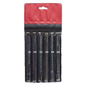 Saw blade mix, steel and plastic, white / red / black, 1/0 to 6/0, 5 inches. Sold per pkg of 144-piece set (1 gross).