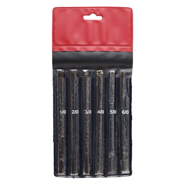 Saw blade mix, steel and plastic, white / red / black, 1/0 to 6/0, 5 inches. Sold per pkg of 144-piece set (1 gross). image number 0