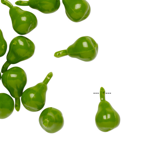 Drop, acrylic, opaque green, 15x9mm pear. Sold per pkg of 24. image number 0