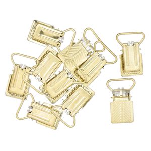 Jacket clip, gold-finished steel, 33x22mm textured rectangle. Sold per pkg of 10.