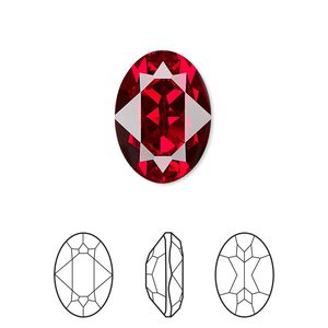 Fancy stone 48pk Siam foil back, Swarovski® 18x13mm oval 4120