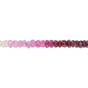 Pink sapphire 1pkg1, hand-cut faceted rondelle bead 14 inch graduated 3x1mm-4x2mm