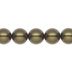 Pearl 50pk dark green, Preciosa Czech crystal 10mm round