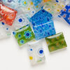 Bead mix, millefiori glass 1pkg2oz, translucent and transparent mixed colors, 11x10mm-14x10mm puffed rectangle. image number 1