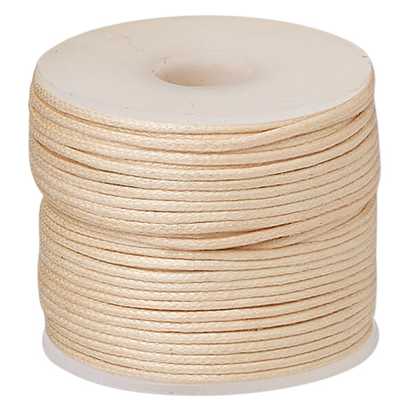 Cord, waxed cotton, peach, 1mm, 20-pound test. Sold per 25-meter spool. image number 0