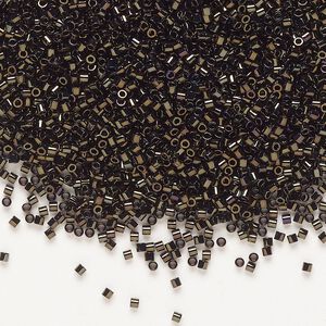 Seed bead, Delica®, glass, pkg/50g, #15 round, opaque metallic iris brown (DBS-0007).