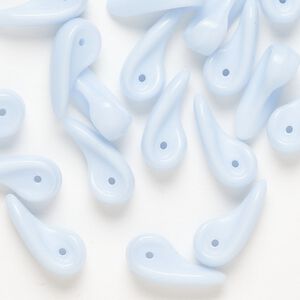 Bead, glass, pkg/30, 15x4mm paisley, opaque pale blue.