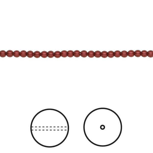 Pearl 100pk bordeaux, Crystal Passions® 2mm round 5810 image number 0