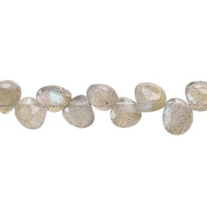 Labradorite 1pkg1, hand-cut top-drilled faceted puffed teardrop bead natural 8 inch 6x5mm-8x8mm