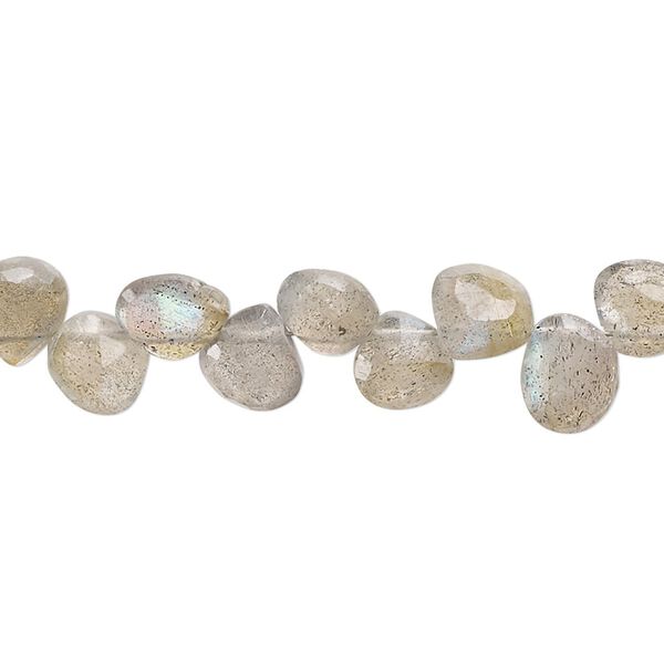 Labradorite 1pkg1, hand-cut top-drilled faceted puffed teardrop bead natural 8 inch 6x5mm-8x8mm image number 0